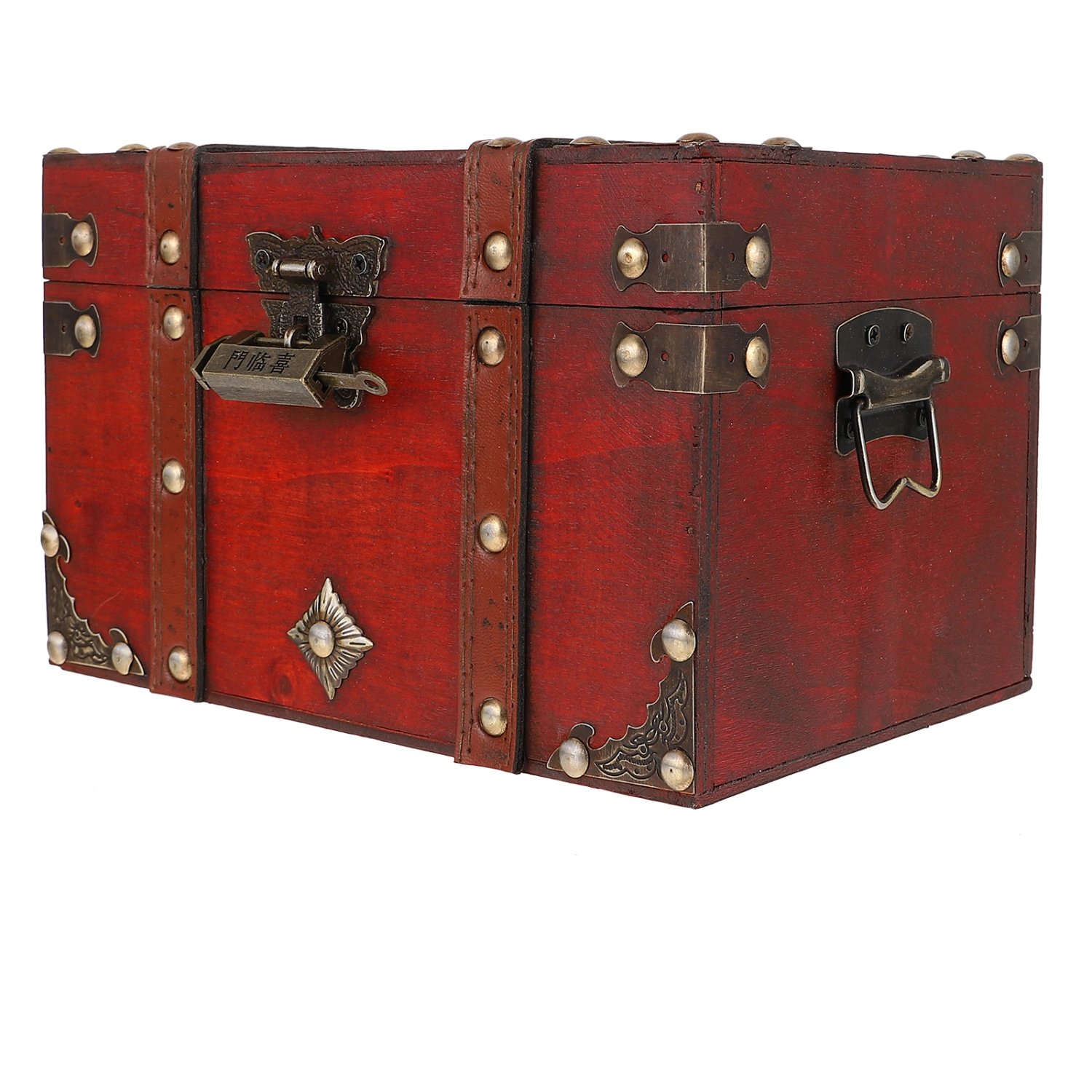 1Pc Vintage Wooden Jewelry Storage Box Household Storage Desktop Box Sundries Box