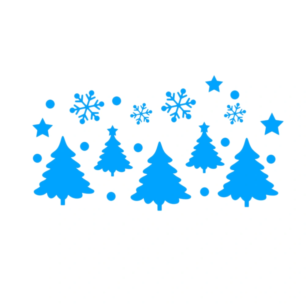 Lovely Christmas Tree Snowflakes Night Luminous Stickers Glow in the Dark Wall Decals Removable Stickers Wall Decor for Living Room Bedroom Baby Room (Blue)