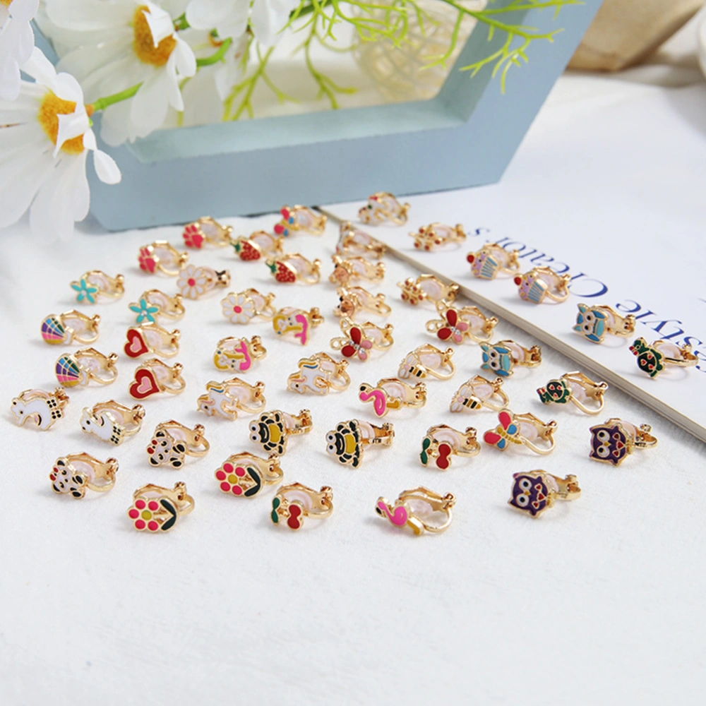 24 Pairs Cartoon Ear Cuffs Non-piercing Earring  Clip On Ear Jewelry Set for Women