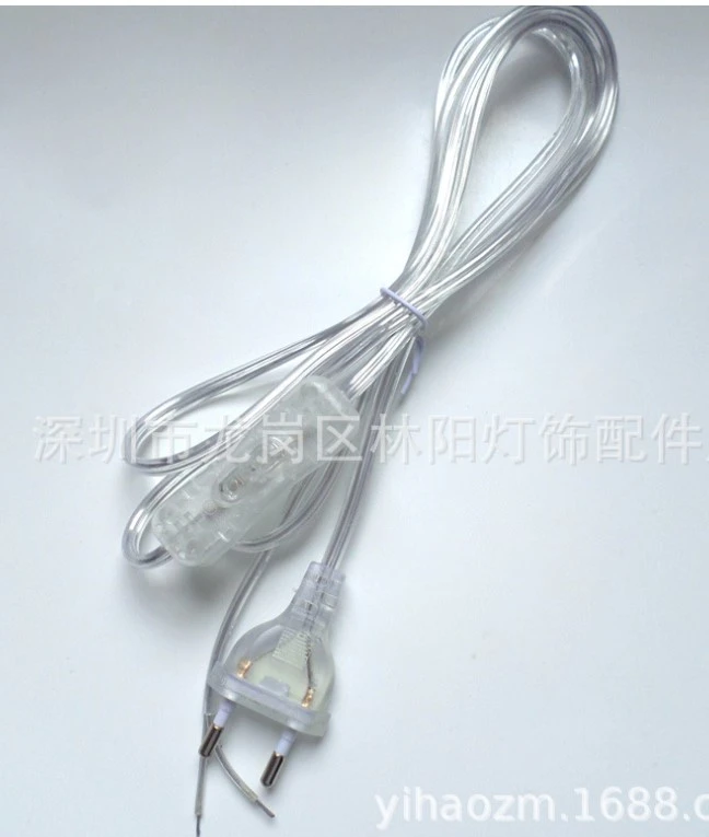 Hanging Light Cord Extension Cable Lamp Cord Switch Powder Cord Copper Extension Cord (EU Plug)