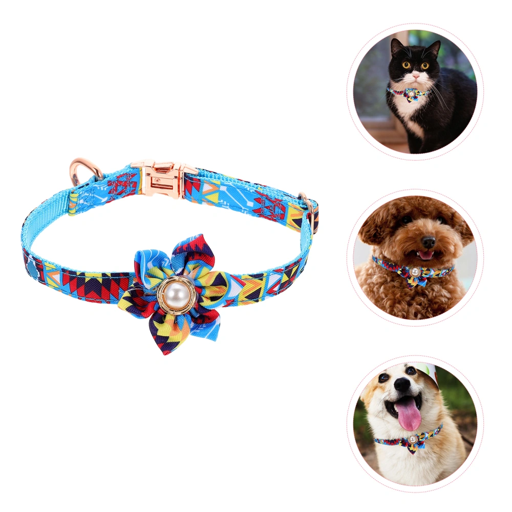 Pet Dog Cat Collar Ethnic Style Flower Collar Adjustable Pet Neck Decor Collar