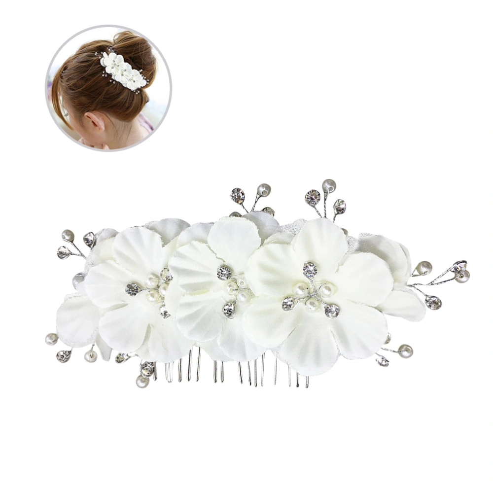 Exquisite Rhinestones Wedding Hair Combs White Flower Bridal Side Comb Head Headpiece Hair Accessory