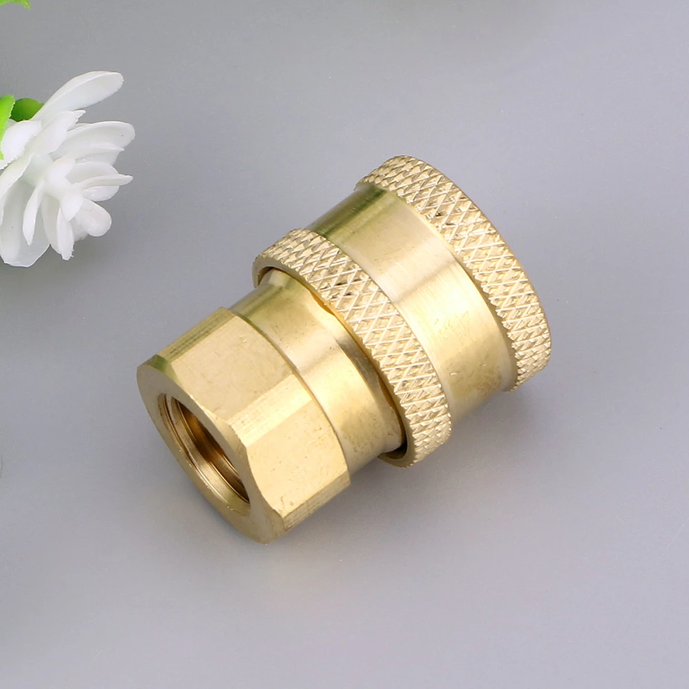 1/4 Inch Garden Pressure Washer Hose Connector Adaptor Faucets Washing Machine Sprayer Connect Fitting Pipe To 1/4 Female 9# (Golden)