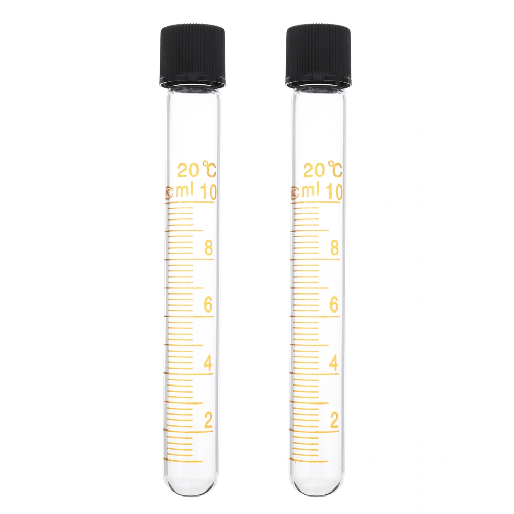 2 Pcs 10ml Glass Test Tube Centrifuge Vial Clear Sample Storage Container Device