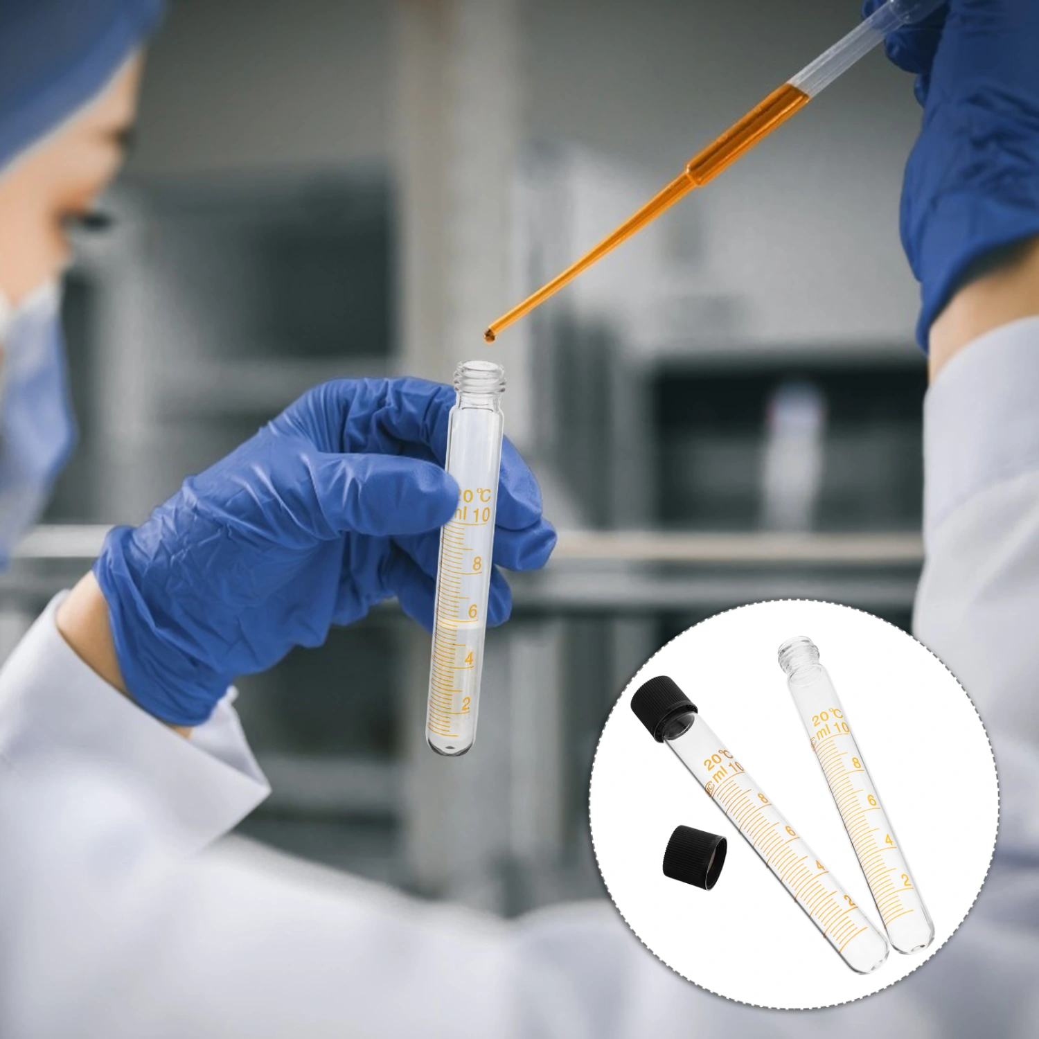 2 Pcs 10ml Glass Test Tube Centrifuge Vial Clear Sample Storage Container Device