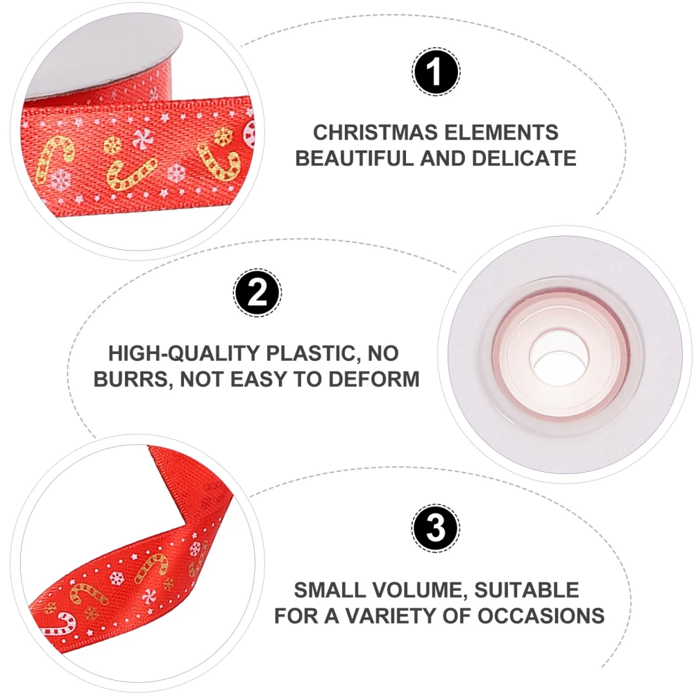 1 Roll Christmas Ribbon Crutch Candy Pattern Packaging Ribbon Decorative Ribbon