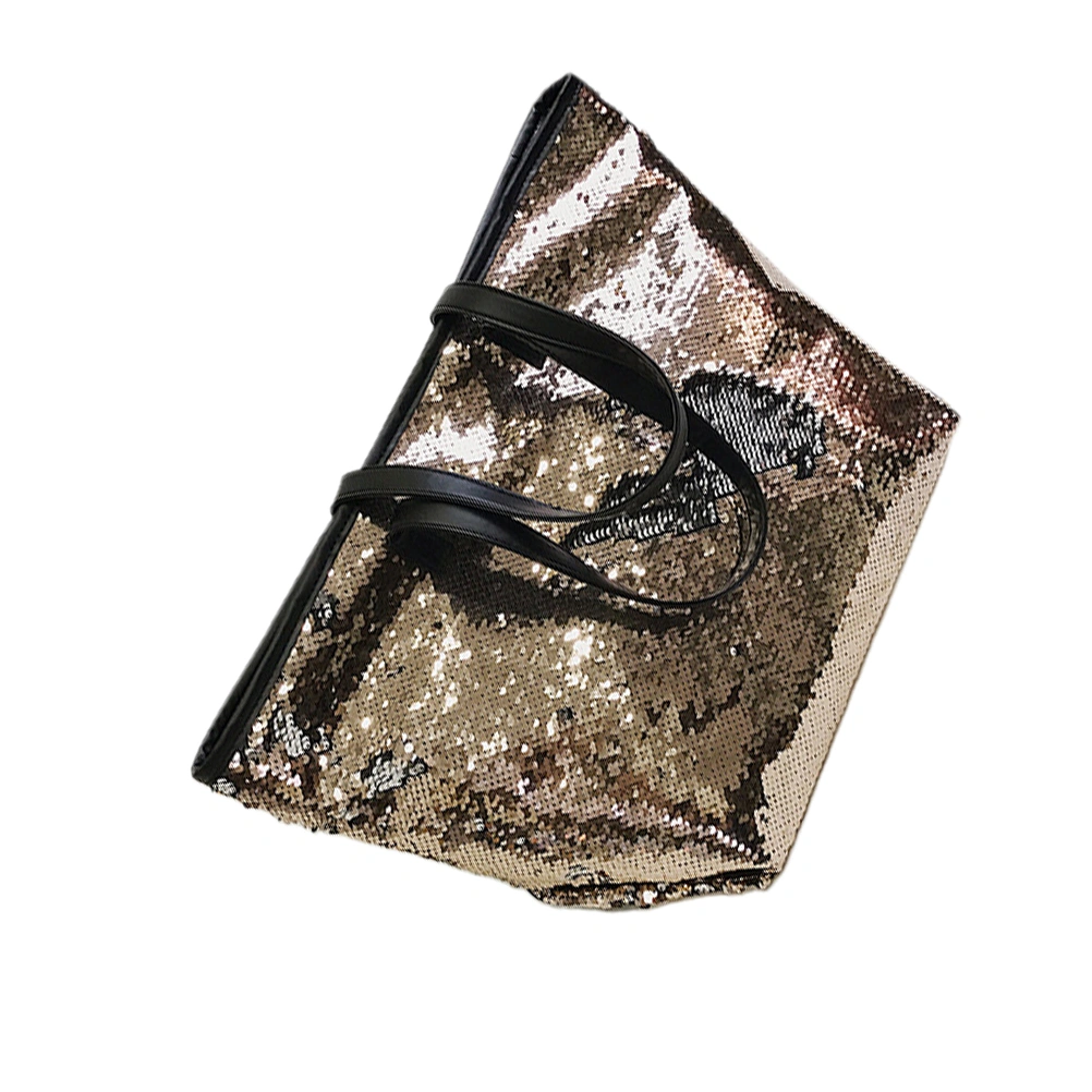 Simple Sequins Shoulder Bag Large Capacity Messenger Bag Portable Tote Bag Women Girls Handbag (Champagne)