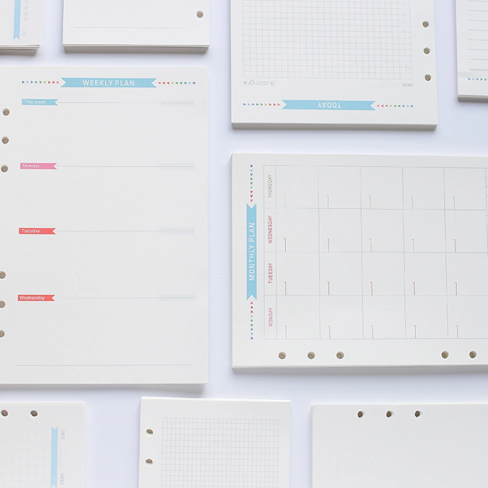 40 Sheets A6 Size 6-Hole Paper Refills For Notebook Planner Journal Dairy (Grid)
