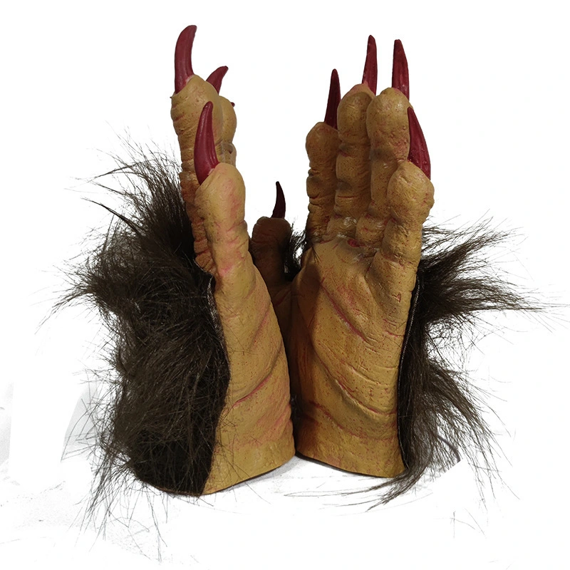 1 Pair Wolf Latex Horrific Gloves Costume Accessory Animal Paw Claw Gloves for Halloween Cosplay