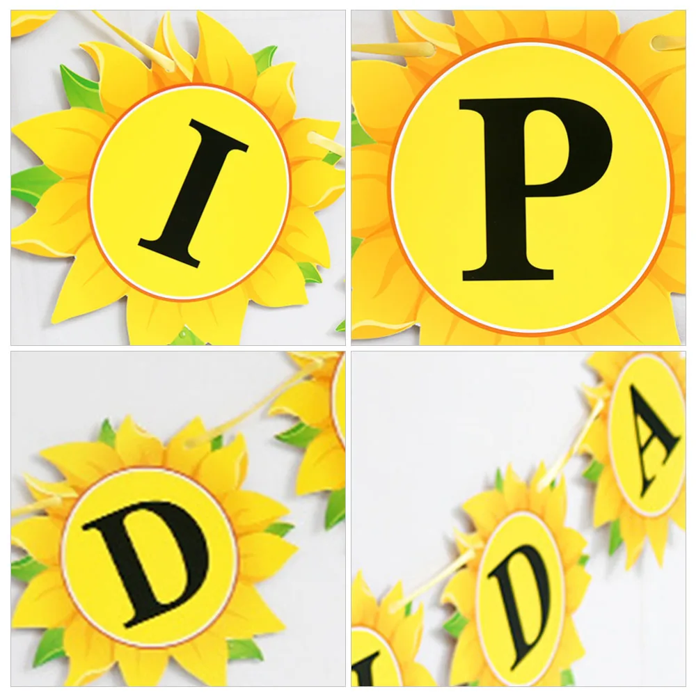 HAPPY BIRTHDAY Garland Sunflower Banner Party Decoration Creative Paper Bunting Banner Birthday Party Decoration