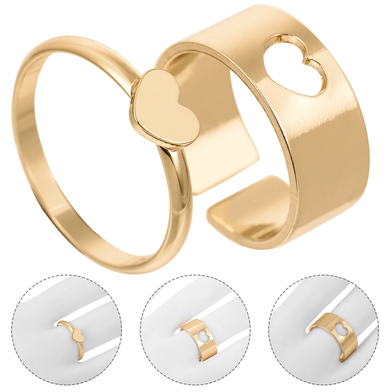 2pcs Fashionable Rings Decorative Couple Rings Romantic Finger Rings Gifts