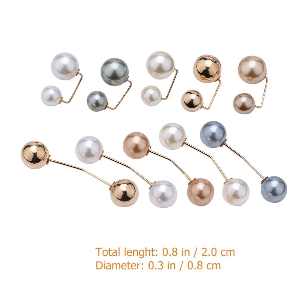 10pcs Pearl Brooch Pin Anti-Exposure Safety Pin Sweater Shawl Pin for Women Girls