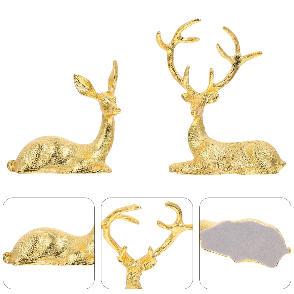 2Pcs Simulation Elk Model Adornment Adorable Elk Decoration Desktop Ornament