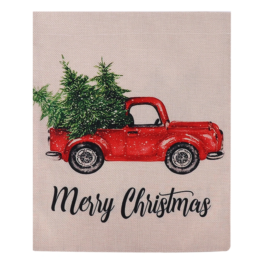 1pc Pretty Merry Christmas Red Truck House Flag Burlap Garden Yard Decoration