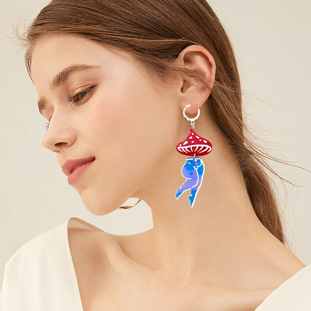 1 Pair Leg Mushroom Earrings Acrylic Earrings Dangle Earrings Party Gifts Fashion Earrings