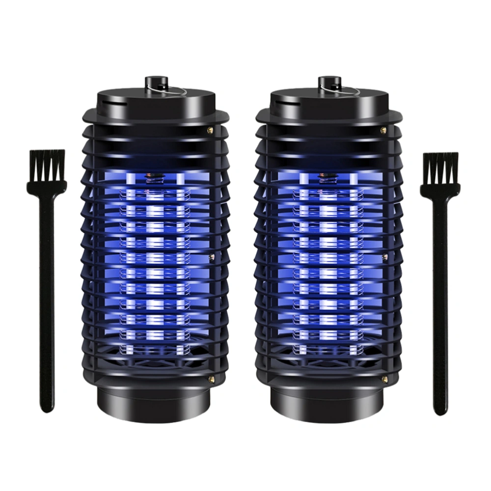 2pcs 220V Mosquito Repellent Killer UV Lamp Radiation Less Electric Mosquito Killer Lamp Fly Pest Bugs Insect Killer Light with 2 Brushes With EU Plug Black