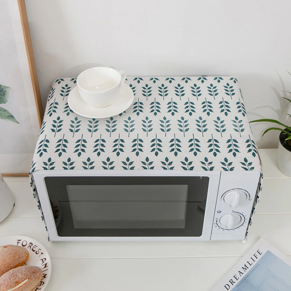 Microwave Oven Dust Cover Dustproof Microwave Towel Decorative Oven Protective Hood (Green Ear of Wheat Pattern)