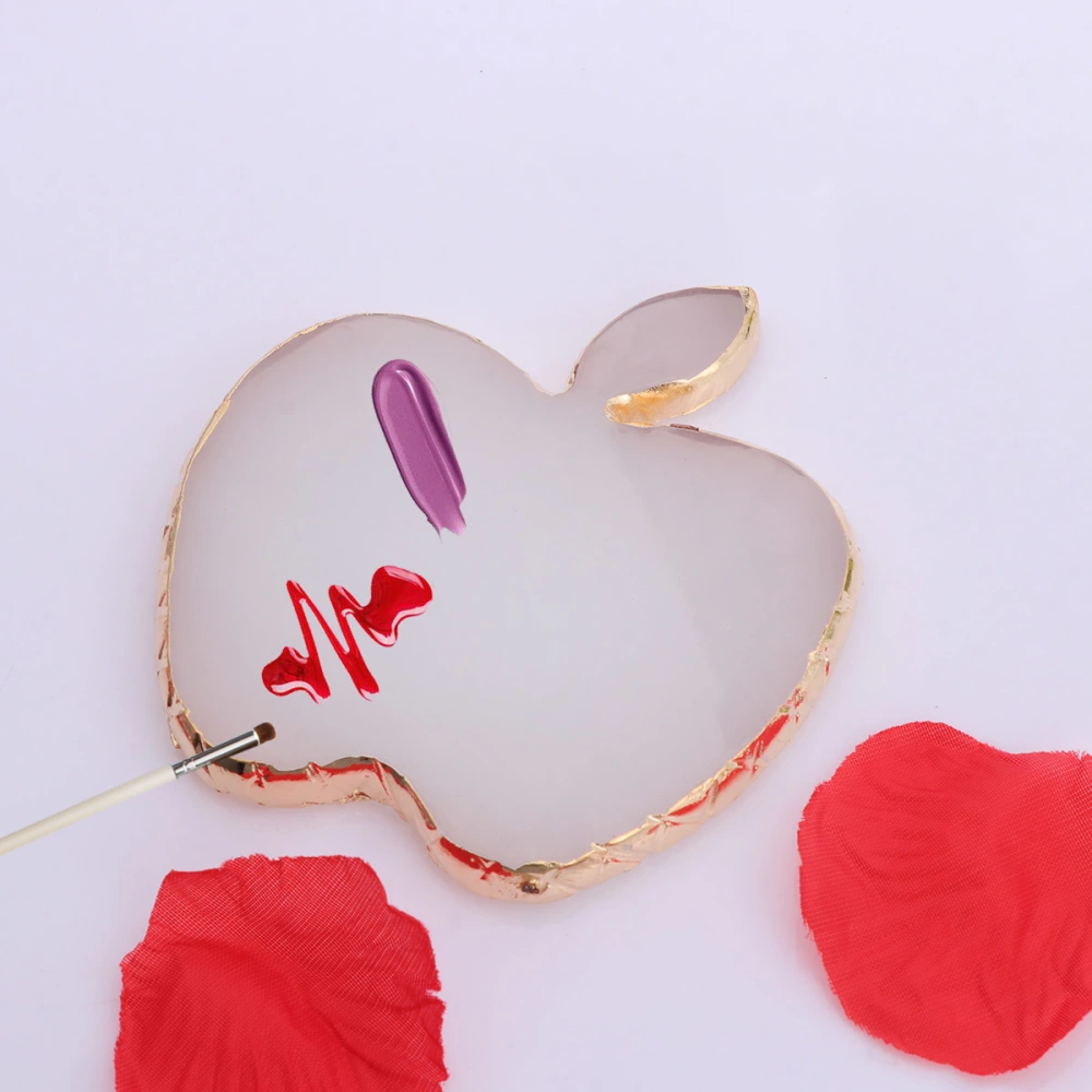 1Pc Resin Apple Shaped Manicure Agate Gold Brim Nails Color Plate Manicure Nail Art Tool White