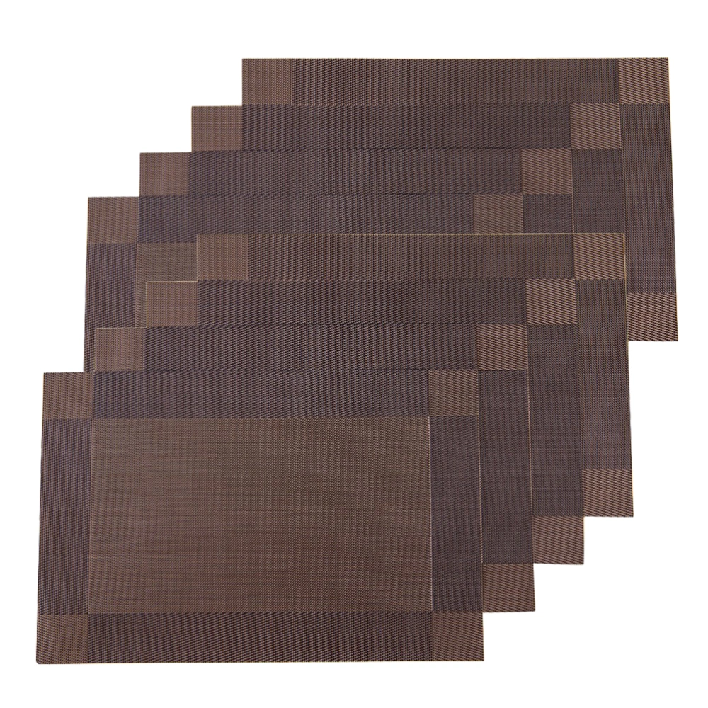 8pcs PVC Table Mat Simple Thermal Insulation Dining Table Mat for Restaurant Home Hotel Store (Coffee)