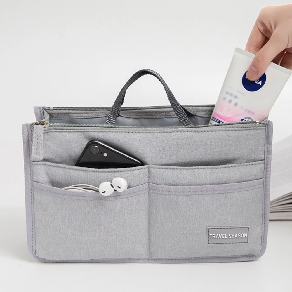 Multifunctional Makeup Bag Portable Wash Bag Waterproof Toiletry Organizer Storage Container for Travel (Grey, S Size)