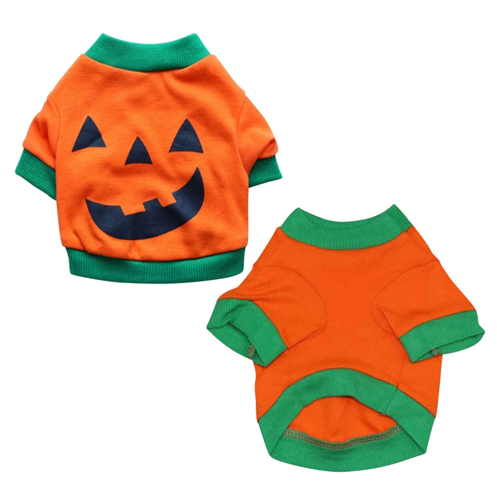 Halloween Pumpkin Pet Costume Adorable Dog Clothing Pet Supplies Orange Dark Green Size S