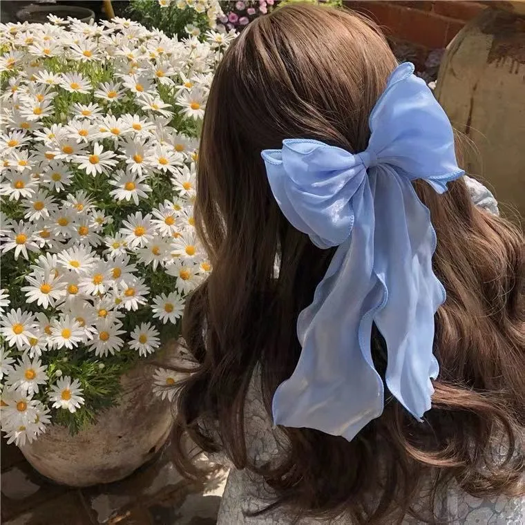 White Mesh Bow Ribbon Hairpin