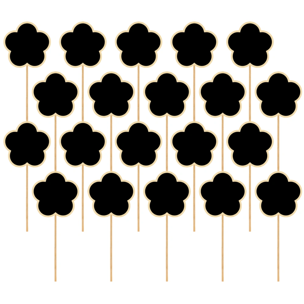 20pcs Flower Shaped Wooden Mini Blackboard Toppers Message Board Creative Chalkboard Signs Garden Flowers and Plants Tags Black Board Garden Markers Wedding Party Decoration Label