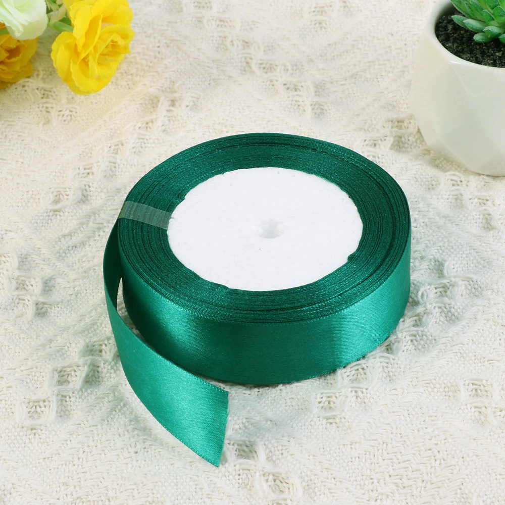 1 Roll Double-sided Ribbon Satin Ribbon Party Decoration Craft Ribbon Cake Shop Wedding Birthdy Gift Wrapping Tape 25 Yards (56# Green)