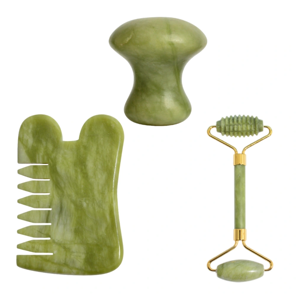 1 Set of Jade Comb Mushroom Stone Beauty Instrument Facial Body Massager