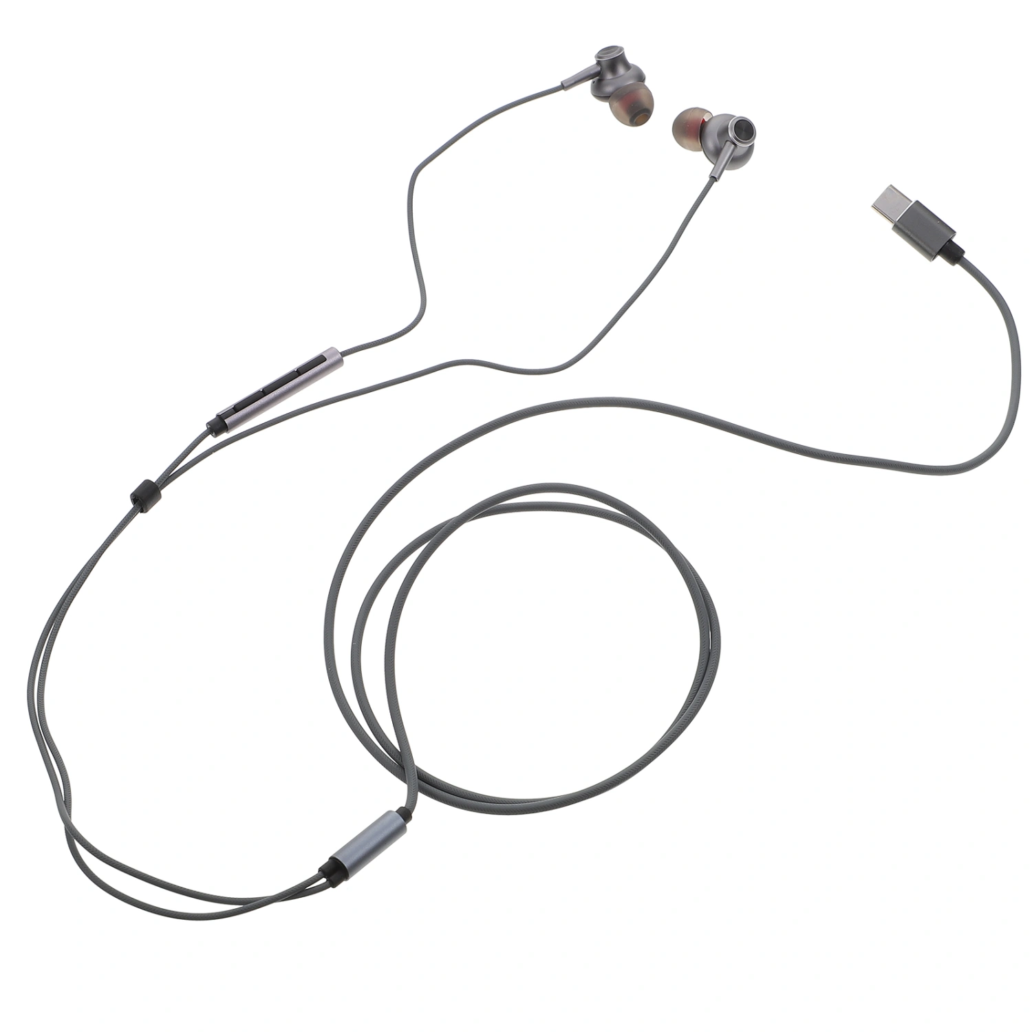 Universal Type C Bass Earphone High Sound Quality In-Ear Headset Hands-Free Earphone with Mic (Grey)
