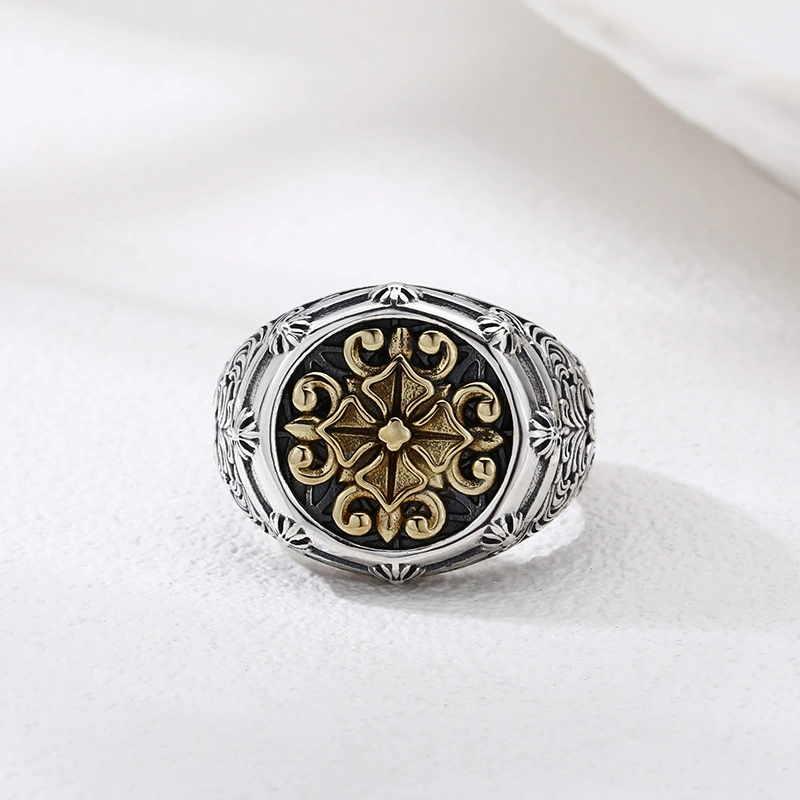 925 Sterling Silver Cross Pattern Ring