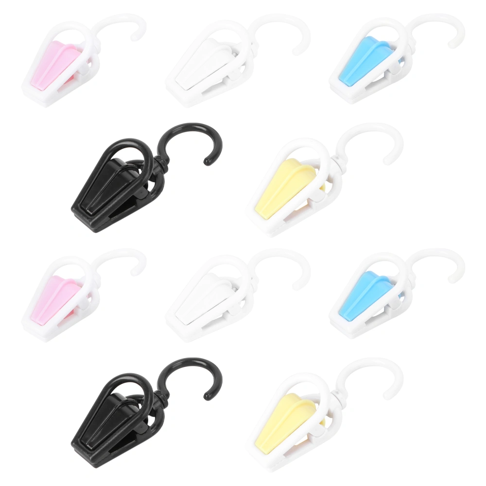 10Pcs Swivel Laundry Hooks Plastic Clothes Clips for Home (Random Color)