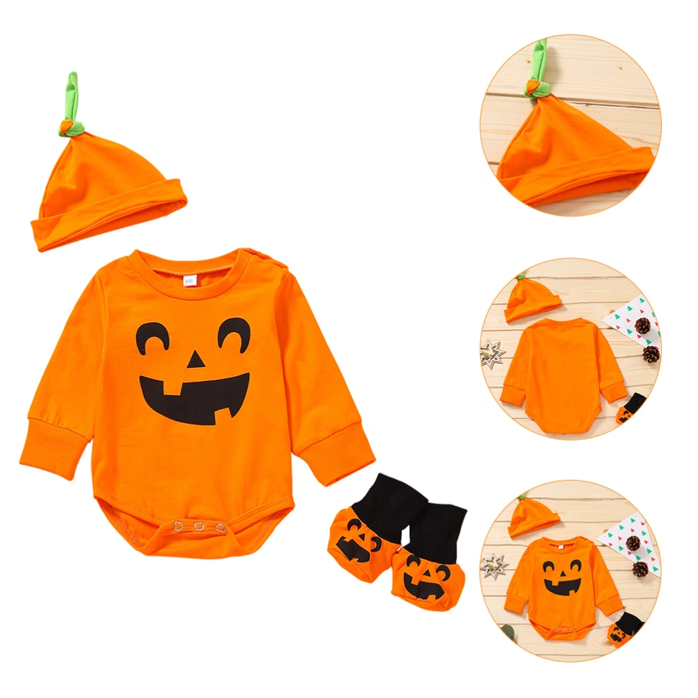 1 Set Baby Girl Boy Halloween Costume Long Sleeve Pumpkin Jumpsuit (100cm)