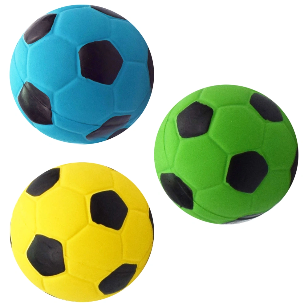 3pcs Sound Football Toy Funny Interactive Football Shape Ball Toy Sound Bouncy Balls (Yellow + Blue + Green)