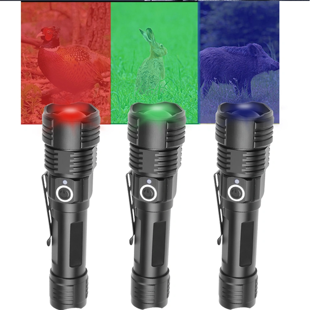 1Pc Ultra Bright LED Flashlight Adjustable 5 Modes Outdoor Torch Portable Electric Torch Outdoor Camping Hunting Hiking Without Battery (Black)