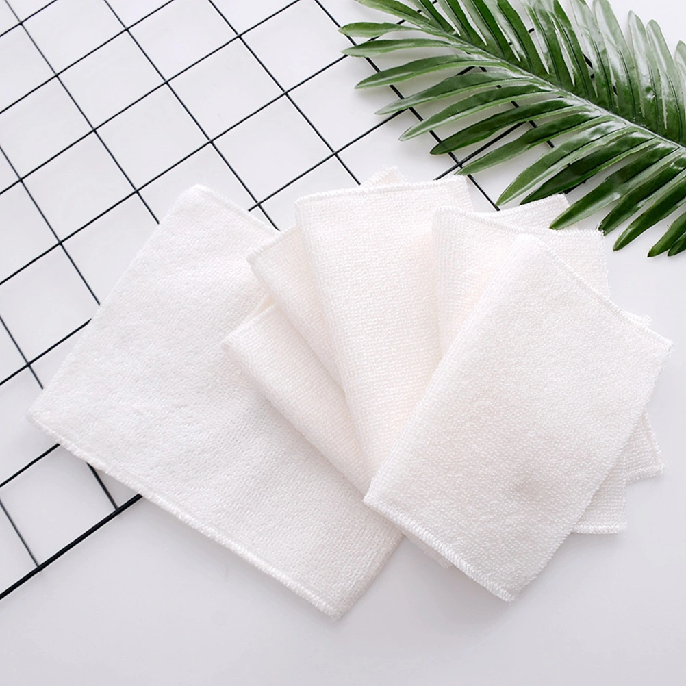 3pcs Bamboo Fiber Dishwashing Cloth Water Absorption Dish Towels Multi Purpose Cleaning Towels Household Duster Cloth (White)