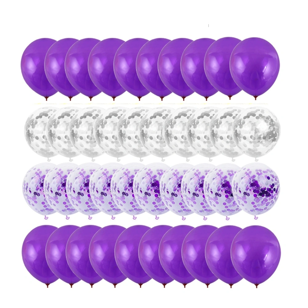 40pcs Latex Balloons Sets Shining Decor Balloons Sets for Party Gathering Birthday (12inch, 20pcs Purple Latex Balloons, 20pcs Shining Balloons)