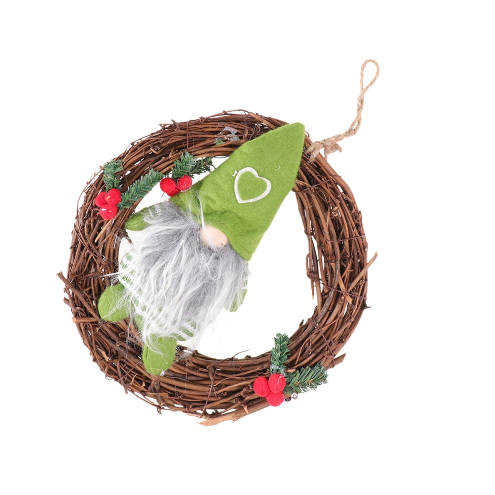 Christmas Rattan Hanging Pendant No Face Doll Hanging Pendant Christmas Decoration (Green Rattan Ring No Face Doll)