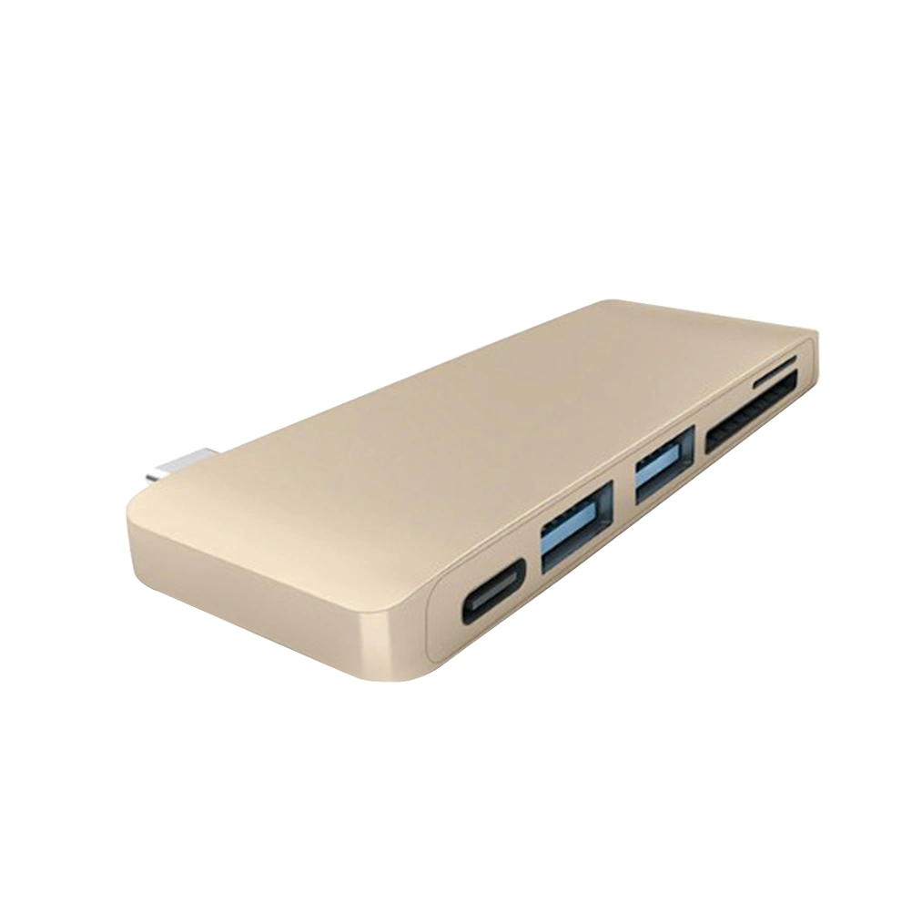 Type-C USB 3.0 5 in 1 Combo Hub Adapter Charging Data Sync Reader for (Golden)