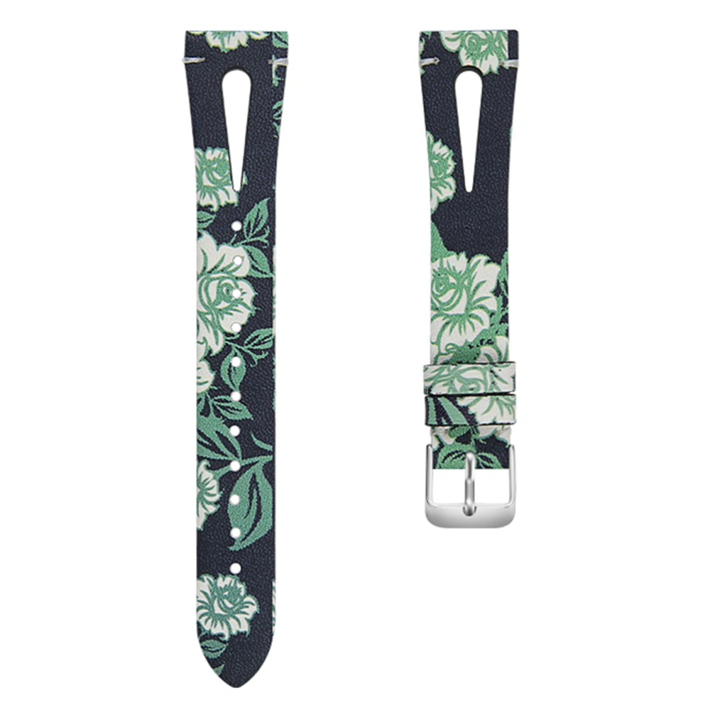 1pc Watch Band Watch Strap Watch Wristband Buckle Strap Hollow out T Shape Design Compatible for versa (Green Flower Printed)