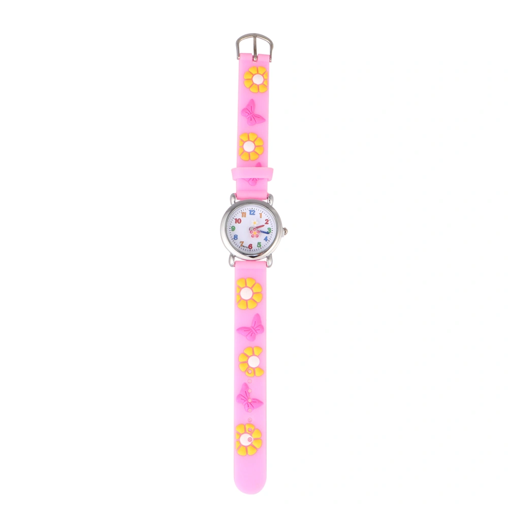 Pink Kids Cartoon Watch Creative Flower Design Watch Silicone Watchband Children Wrist Watch 