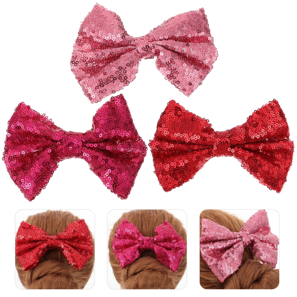 3pcs Sequins Big Hair Bows Children Barrettes Hair Bows Clips for Kids Girls