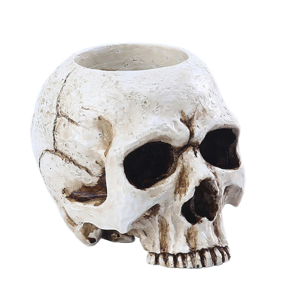 Resin Skull Craft Candleholder Skull Head Candlestick Festival Skull Adornment