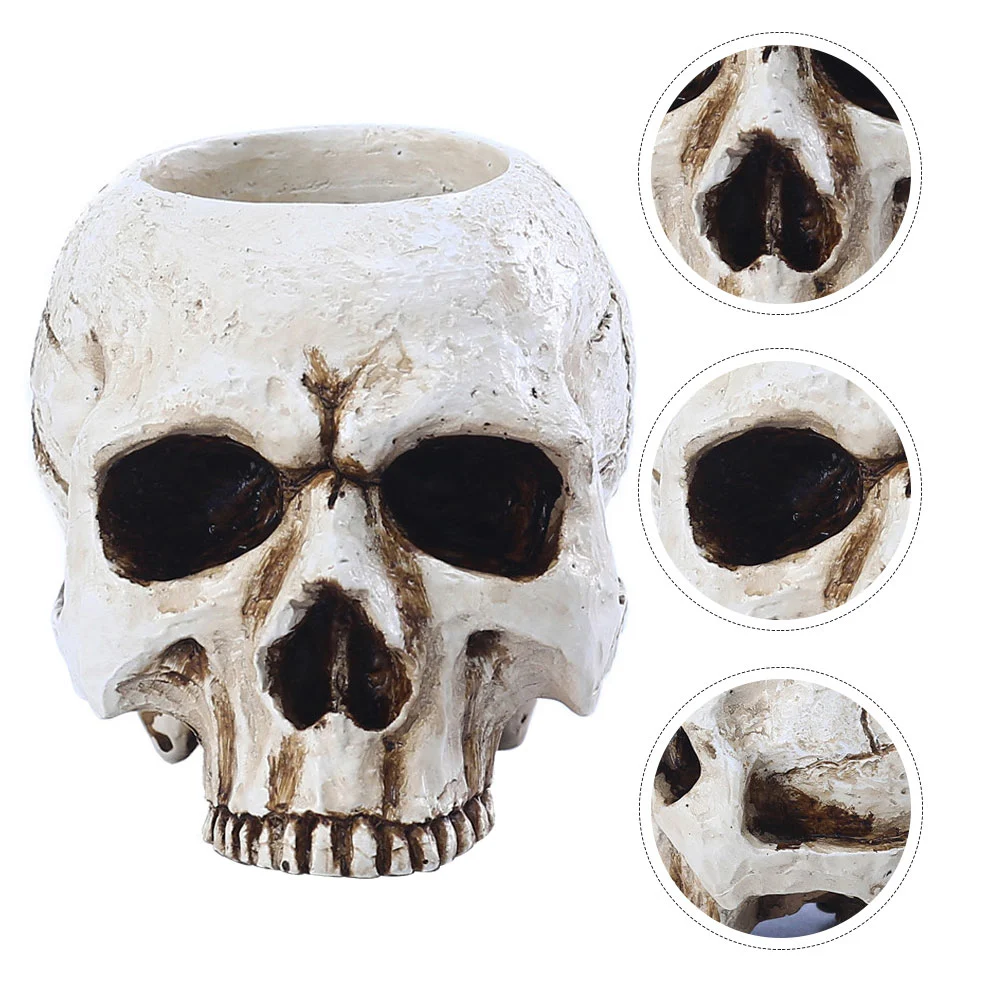 Resin Skull Craft Candleholder Skull Head Candlestick Festival Skull Adornment
