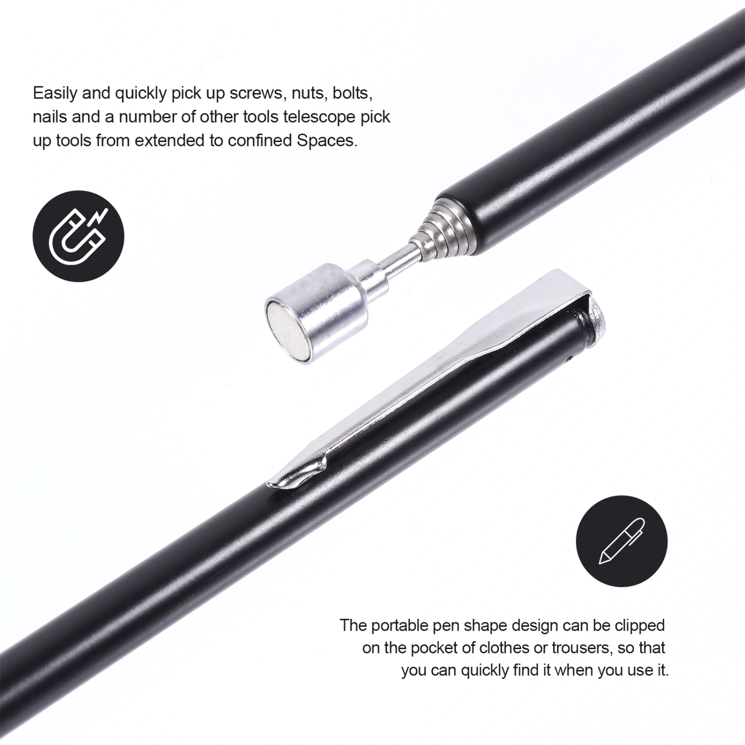 Portable Pocket Size Magnetic Telescoping Pick-Up Tool Magnet Stick Gadget