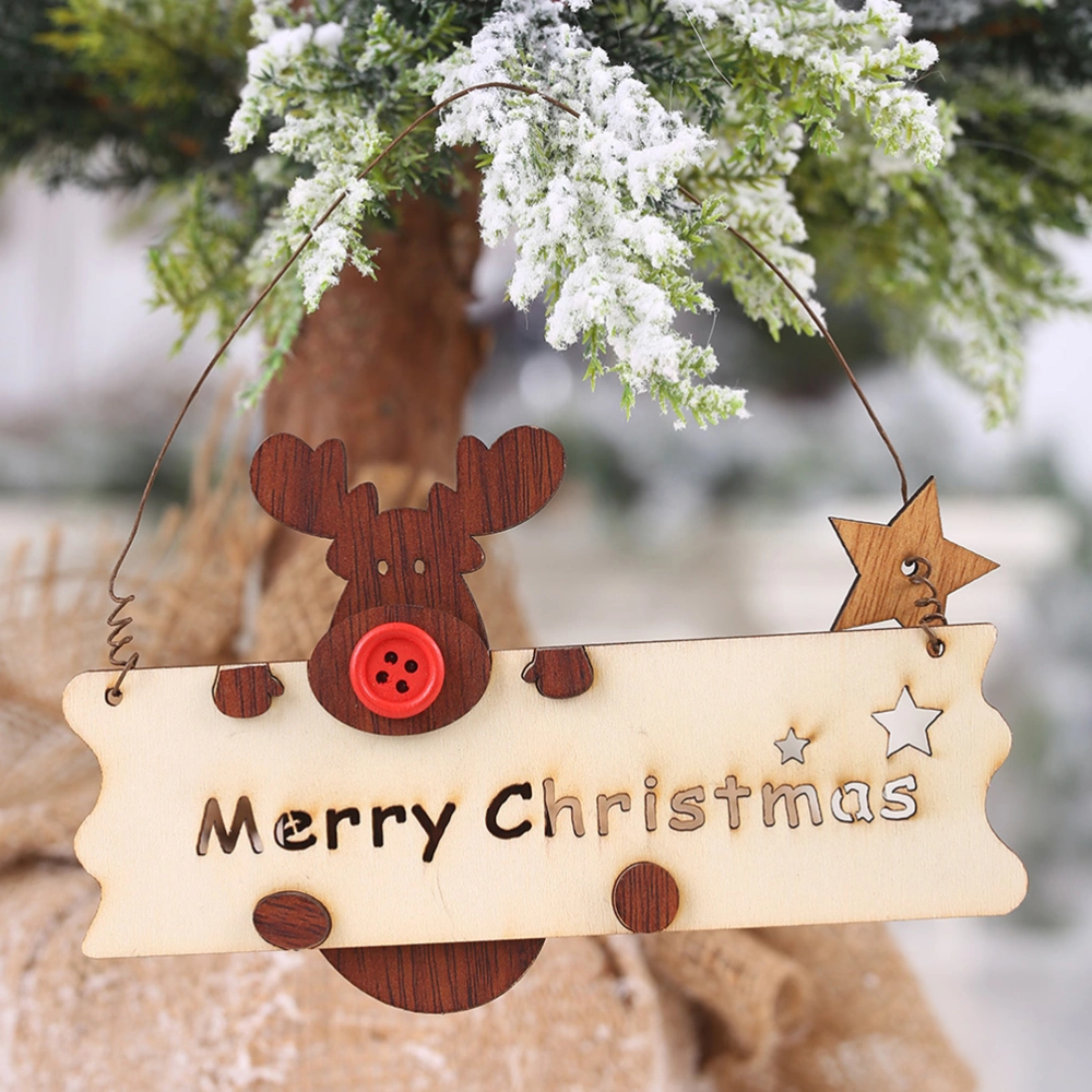 6PCS MERRY CHRISTMAS Letter Ornament Wooden Sign Pendant Hanging Decoration