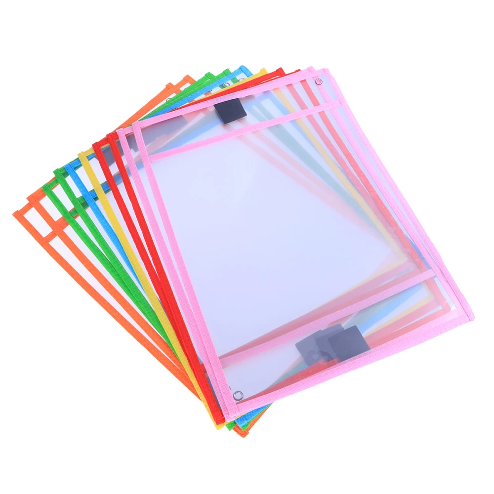 10pcs Resuable Dry Erase Pockets Assorted Colors Stationery Supplies For Office School (6 Colors)