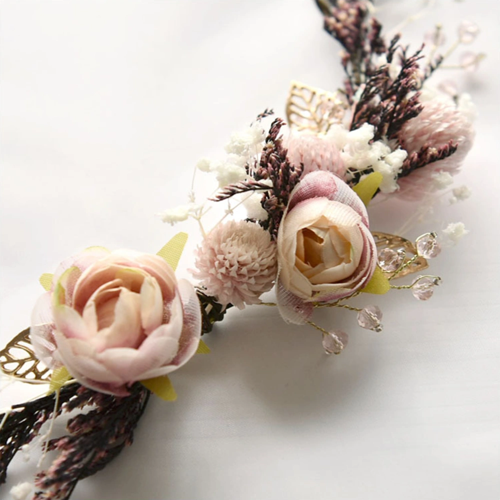 3pcs Bridal Headwear Yarn Flower Dried Flower Hair Side Clips Hair Sticks Wedding Dress Accessories