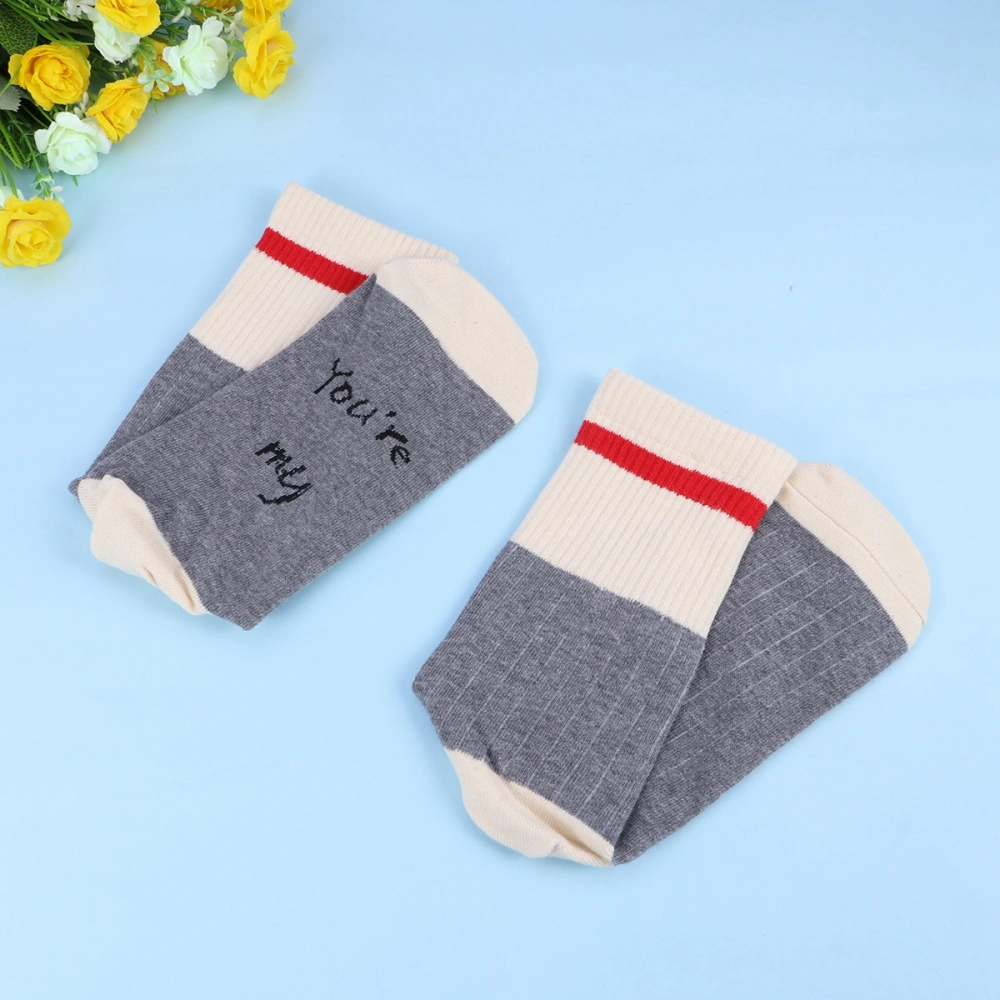 Leisure Socks You Are My Person Letter Printing Medium Tube Cotton Socks for Woman Lady Adult (Dark Grey, Free Size)