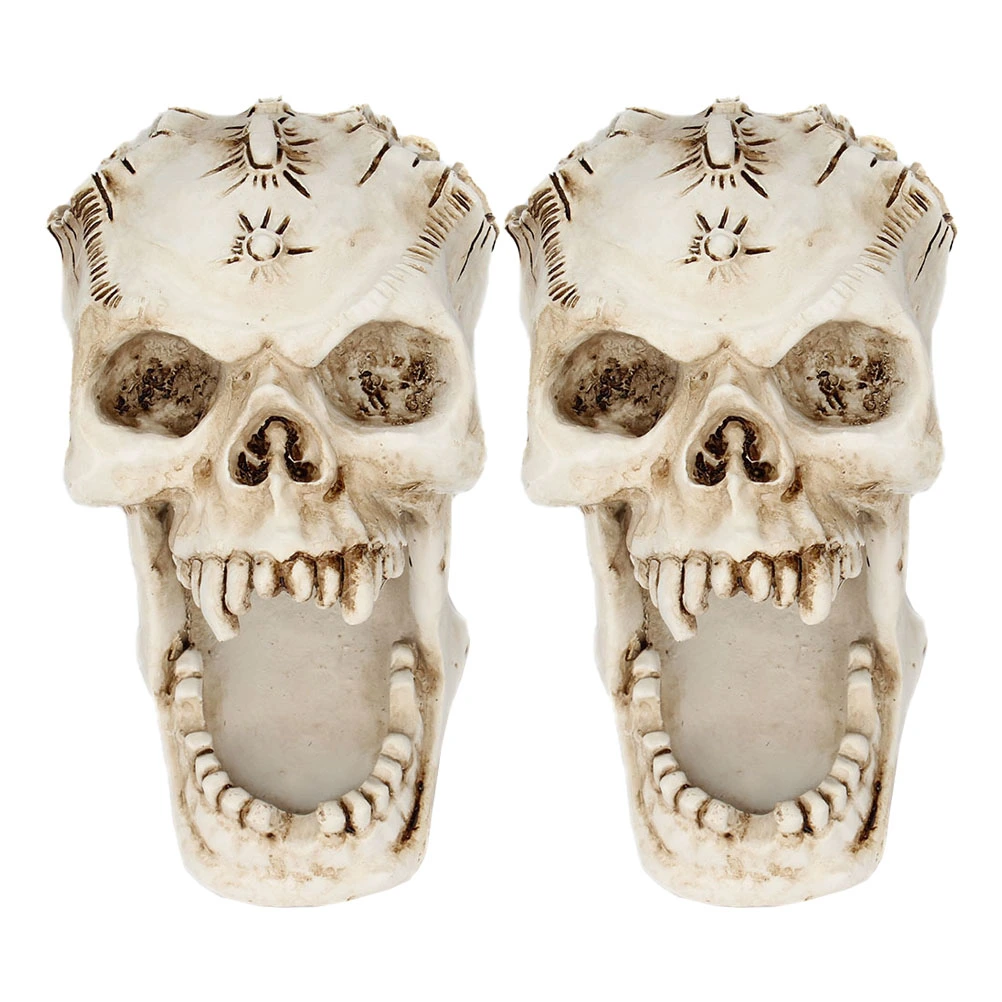 2Pcs skull pen holders jewelry storage boxes Halloween supplies (White)